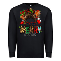 Black Christmas merry mama messy bun Premium Sweatshirt - Jasminsmagicworld