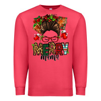 Cardinal Christmas merry mama messy bun Premium Sweatshirt - Jasminsmagicworld