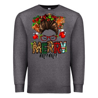 Charcoal Heather Christmas merry mama messy bun Premium Sweatshirt - Jasminsmagicworld