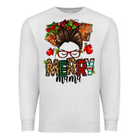 Oatmeal Heather Christmas merry mama messy bun Premium Sweatshirt - Jasminsmagicworld