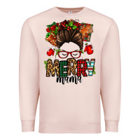 Pale Pink Christmas merry mama messy bun Premium Sweatshirt - Jasminsmagicworld