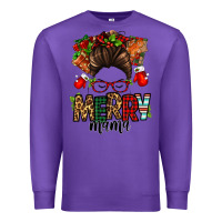 Purple Christmas merry mama messy bun Premium Sweatshirt - Jasminsmagicworld
