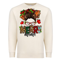 Sandshell Christmas merry mama messy bun Premium Sweatshirt - Jasminsmagicworld