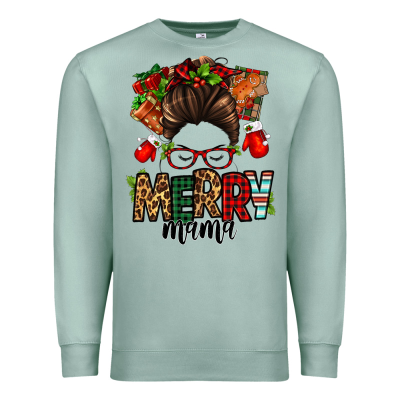 Christmas Merry Mama Messy Bun Premium Sweatshirt by Jasminsmagicworld | Teevron