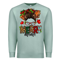 Seafoam Christmas merry mama messy bun Premium Sweatshirt - Jasminsmagicworld