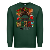Sports Green Christmas merry mama messy bun Premium Sweatshirt - Jasminsmagicworld