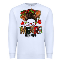 White Christmas merry mama messy bun Premium Sweatshirt - Jasminsmagicworld