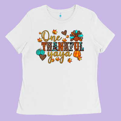 One Thankful Yaya Ladies Tee Designed By Jahusdesignshop