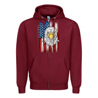 Burgundy American flag eagle Zipper Hoodie - MaliasSmallBusiness