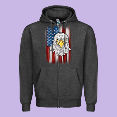 American Flag Eagle Zipper Hoodie Designed By Maliassmallbusiness