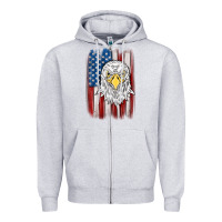 Heather Grey American flag eagle Zipper Hoodie - MaliasSmallBusiness