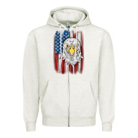 Oatmeal Heather American flag eagle Zipper Hoodie - MaliasSmallBusiness