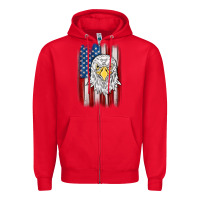 Red American flag eagle Zipper Hoodie - MaliasSmallBusiness