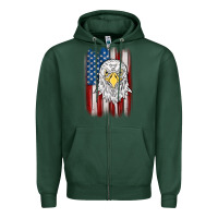 Sports Green American flag eagle Zipper Hoodie - MaliasSmallBusiness
