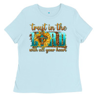 Baby Blue trust in the lord with all your heart Ladies Tee - texasbilliewilder