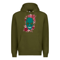 Army Green Skull with flowers Premium Hoodie - Bettercallsaul