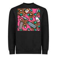 Black Medicines And Pills Seamless Pattern Heavyweight Sweatshirt - BundleAndBundleShop