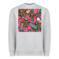 Heather Grey Medicines And Pills Seamless Pattern Heavyweight Sweatshirt - BundleAndBundleShop