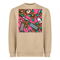 Mushroom Medicines And Pills Seamless Pattern Heavyweight Sweatshirt - BundleAndBundleShop