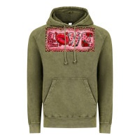 Vintage Olive Pink Love Kiss Valentine's Day Vintage Hoodie - RanaPortraitStore
