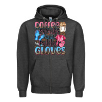 Charcoal Heather coffee scrubs and rubber gloves Zipper Hoodie - NancyCooperArtShop