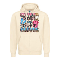 Sandshell coffee scrubs and rubber gloves Zipper Hoodie - NancyCooperArtShop
