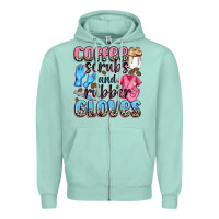Seafoam coffee scrubs and rubber gloves Zipper Hoodie - NancyCooperArtShop