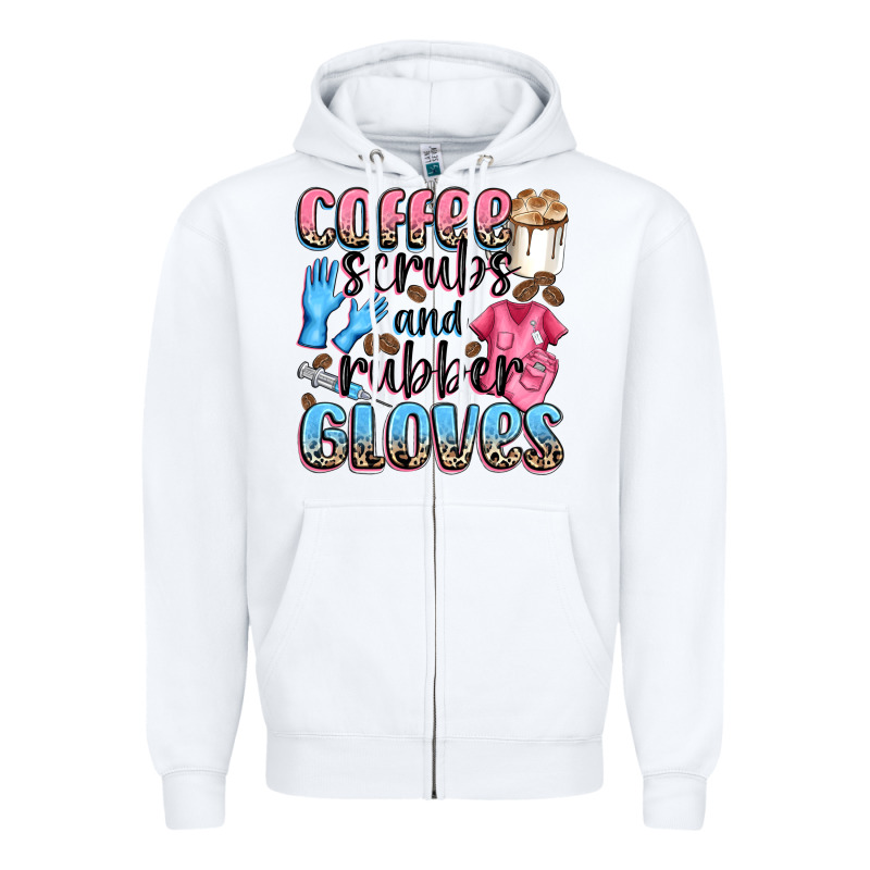 Coffee Scrubs And Rubber Gloves Zipper Hoodie by NancyCooperArtShop | Teevron