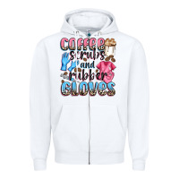White coffee scrubs and rubber gloves Zipper Hoodie - NancyCooperArtShop