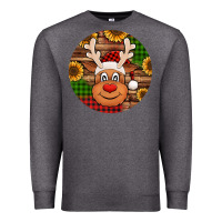 Charcoal Heather cute reindeer head Christmas Premium Sweatshirt - Jasminsmagicworld