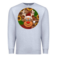 Heather Grey cute reindeer head Christmas Premium Sweatshirt - Jasminsmagicworld