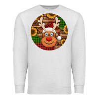 Oatmeal Heather cute reindeer head Christmas Premium Sweatshirt - Jasminsmagicworld