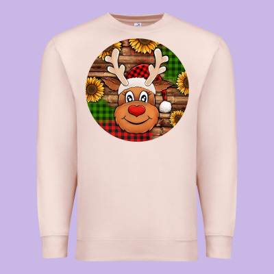 Cute Reindeer Head Christmas Premium Sweatshirt Designed By Jasminsmagicworld