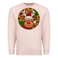 Pale Pink cute reindeer head Christmas Premium Sweatshirt - Jasminsmagicworld