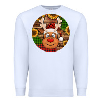 White cute reindeer head Christmas Premium Sweatshirt - Jasminsmagicworld