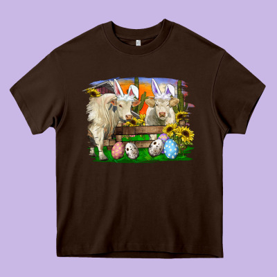 Heavy Core Tee easter farm cows bunny ears and eggs