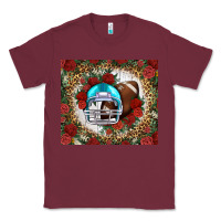 Burgundy american football helmet and leopard Classic Tee - NancyCooperArtShop