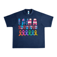Navy i am a survivor with all cancer ribbons Urban Heavy Tee - AdoDesignShop