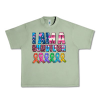 Oil Green i am a survivor with all cancer ribbons Urban Heavy Tee - AdoDesignShop