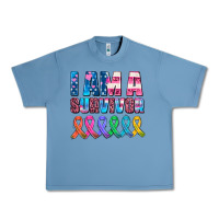 Pebble Blue i am a survivor with all cancer ribbons Urban Heavy Tee - AdoDesignShop