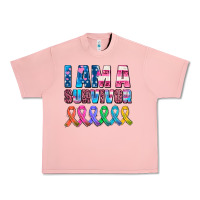 Salmon i am a survivor with all cancer ribbons Urban Heavy Tee - AdoDesignShop
