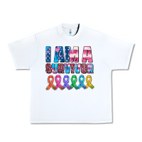 White i am a survivor with all cancer ribbons Urban Heavy Tee - AdoDesignShop