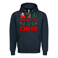 Navy oh what fun it is to cheer Zipper Hoodie - MaliasSmallBusiness