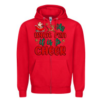Red oh what fun it is to cheer Zipper Hoodie - MaliasSmallBusiness
