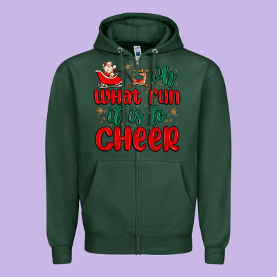 Oh What Fun It Is To Cheer Zipper Hoodie Designed By Maliassmallbusiness
