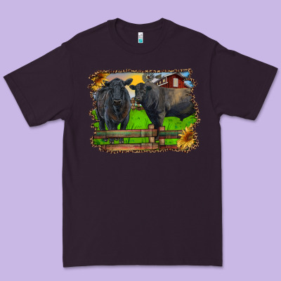 Black Angus Cattle And Bull In Barnyard Premium Tee Designed By Ranaportraitstore