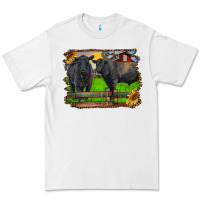 White black angus cattle and bull in barnyard Premium Tee - RanaPortraitStore