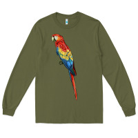 Army Green Scarlet Macaw Parrot Long Sleeve Tee - LillyAllenDesigns