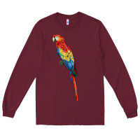 Burgundy Scarlet Macaw Parrot Long Sleeve Tee - LillyAllenDesigns