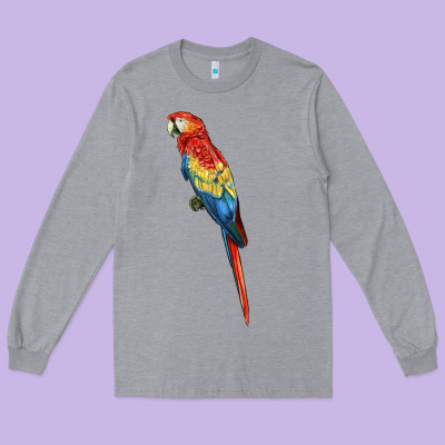 Scarlet Macaw Parrot Long Sleeve Tee Designed By Lillyallendesigns
